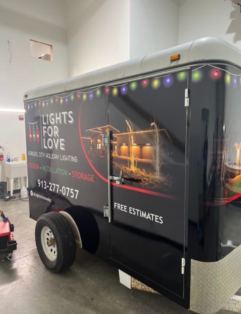 CUSTOM PRINT AND INSTALL ON TRAILER FOR LIGHTS FOR LOVE